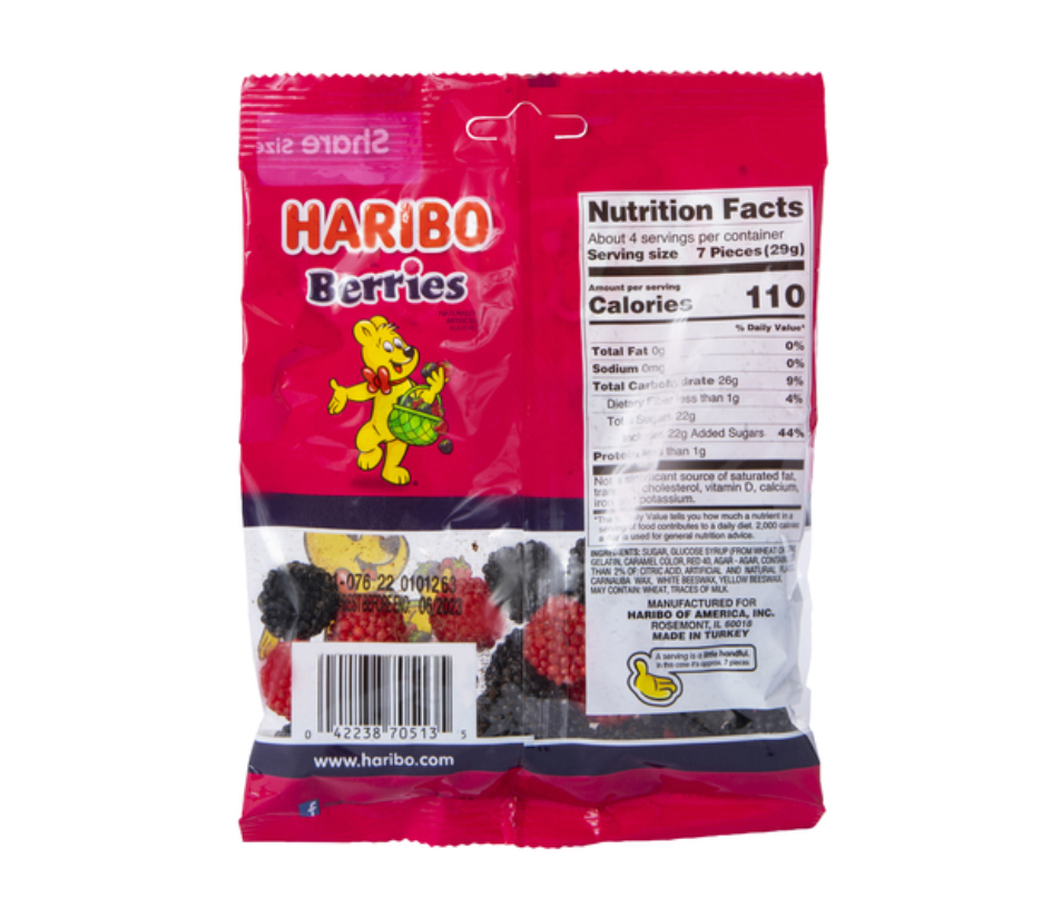 Haribo Raspberries, 4oz