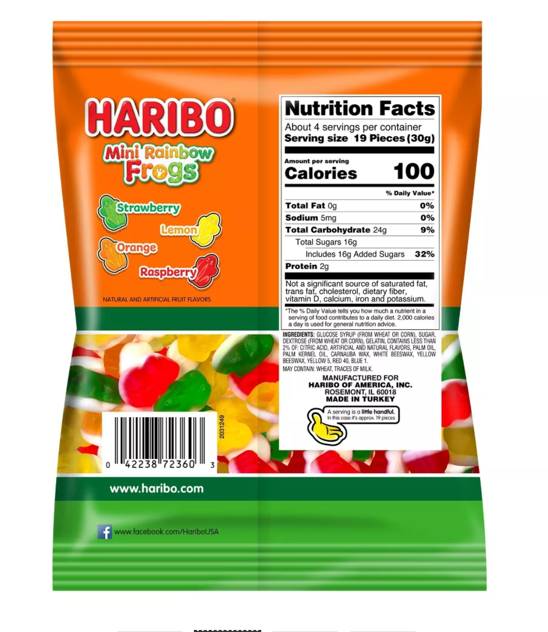 Haribo Mini Rainbow Frogs,4oz