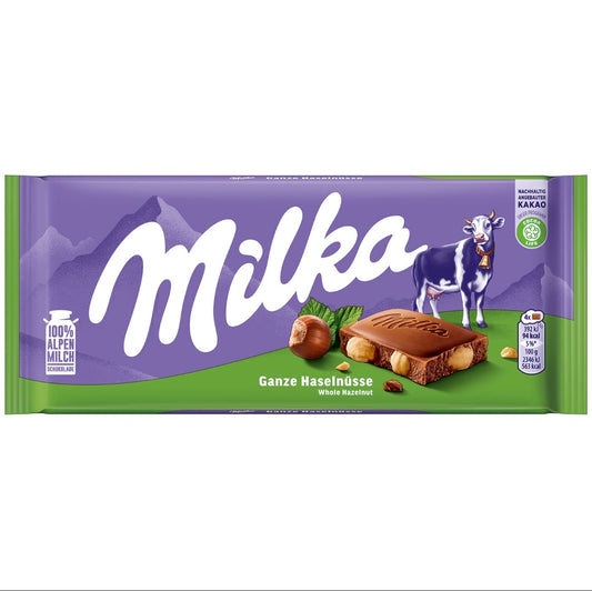 Milka Whole Hazelnut Milk Chocolate Bar