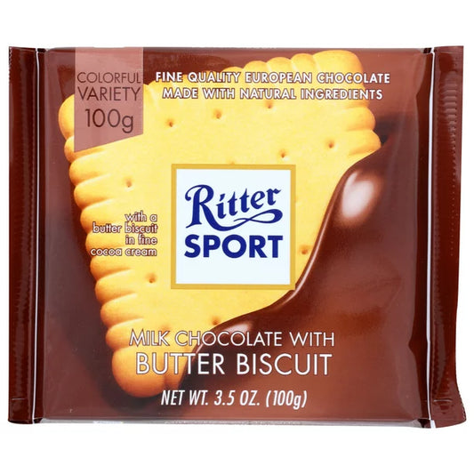 Ritter Sport Milk Chocolate with Butter Biscuit, 3.5 Oz